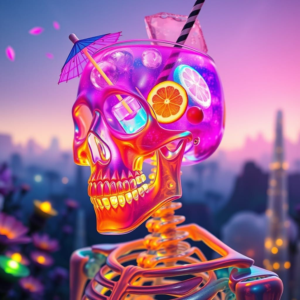 Crystal Skeleton Cocktail: A Bioluminescent Spectacle