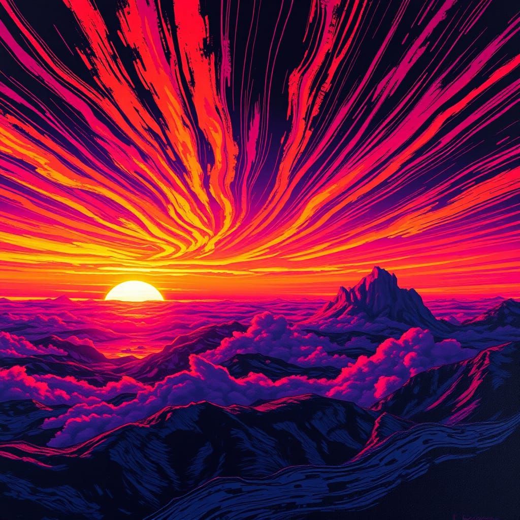 Psychedelic Sunset Sky with Fluorescent Colors