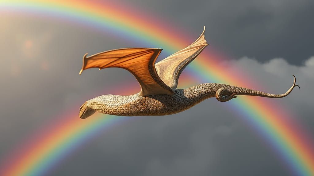 Surreal Serpent Soars Through Vibrant Rainbow Hues in Cinema...