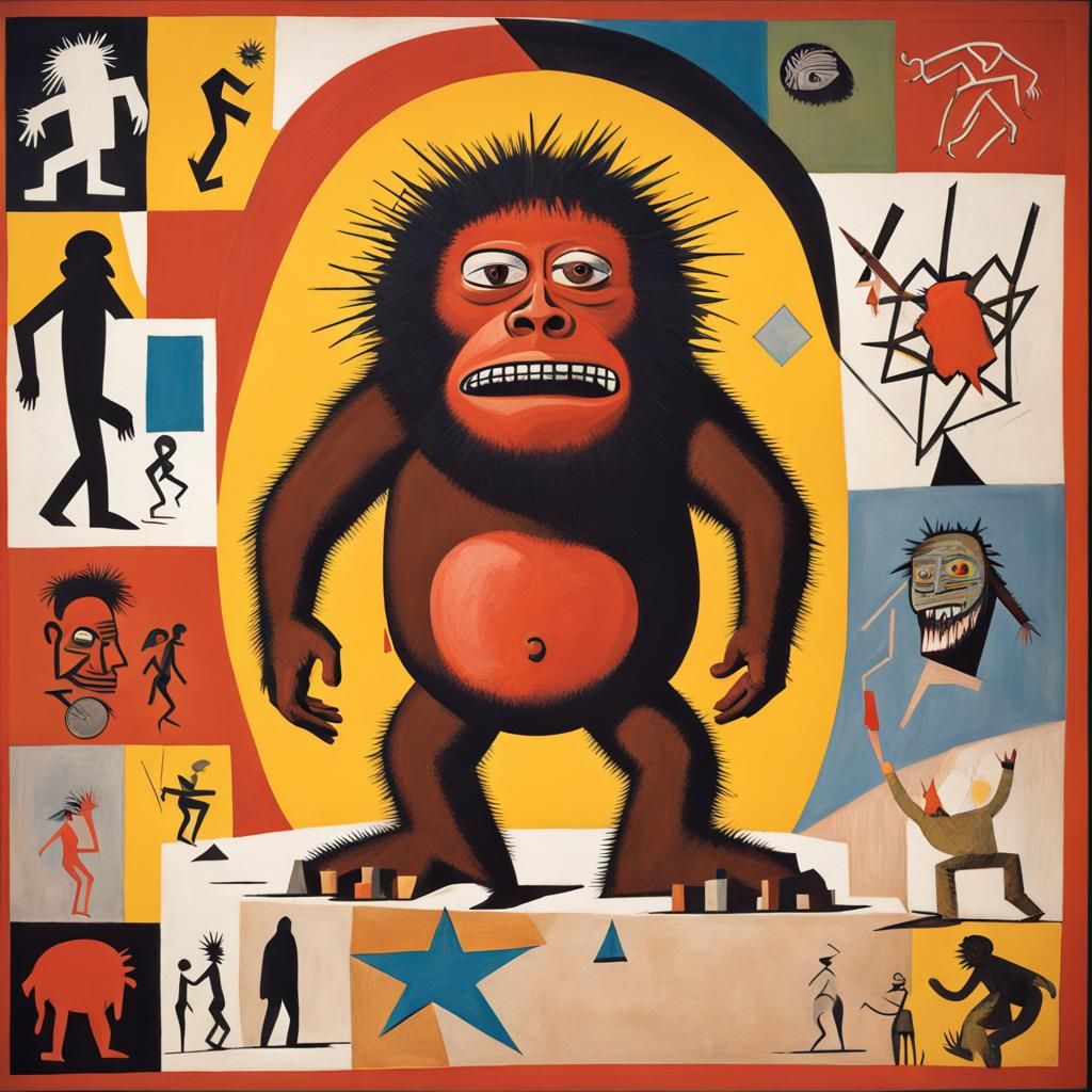 Abstract Bigfoot in Cubist Style