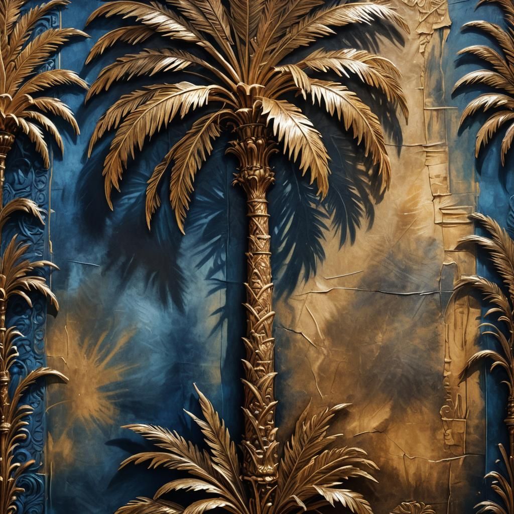 Ornate Parchment with Carved Palm in Islamic Art Style