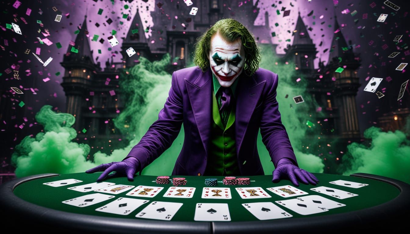 Joker Faces Floating Clockwork Castle in Surreal Dark Fantas...