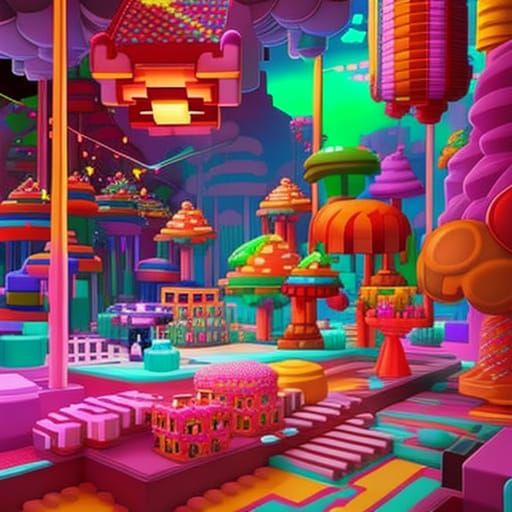 Colorful Pixel Art Candyland Game Scene