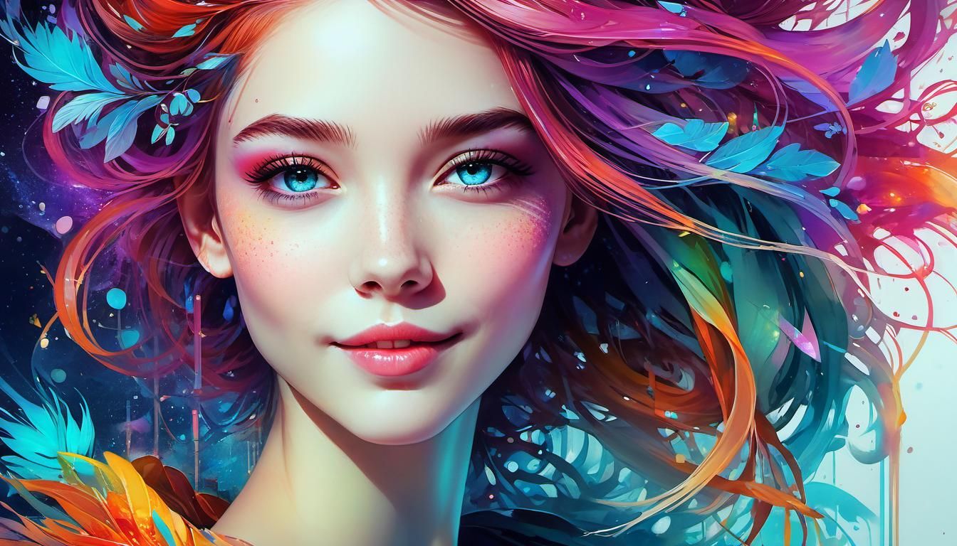 Cosmic Smiles: A Maximalist Bioluminescent Digital Masterpie...