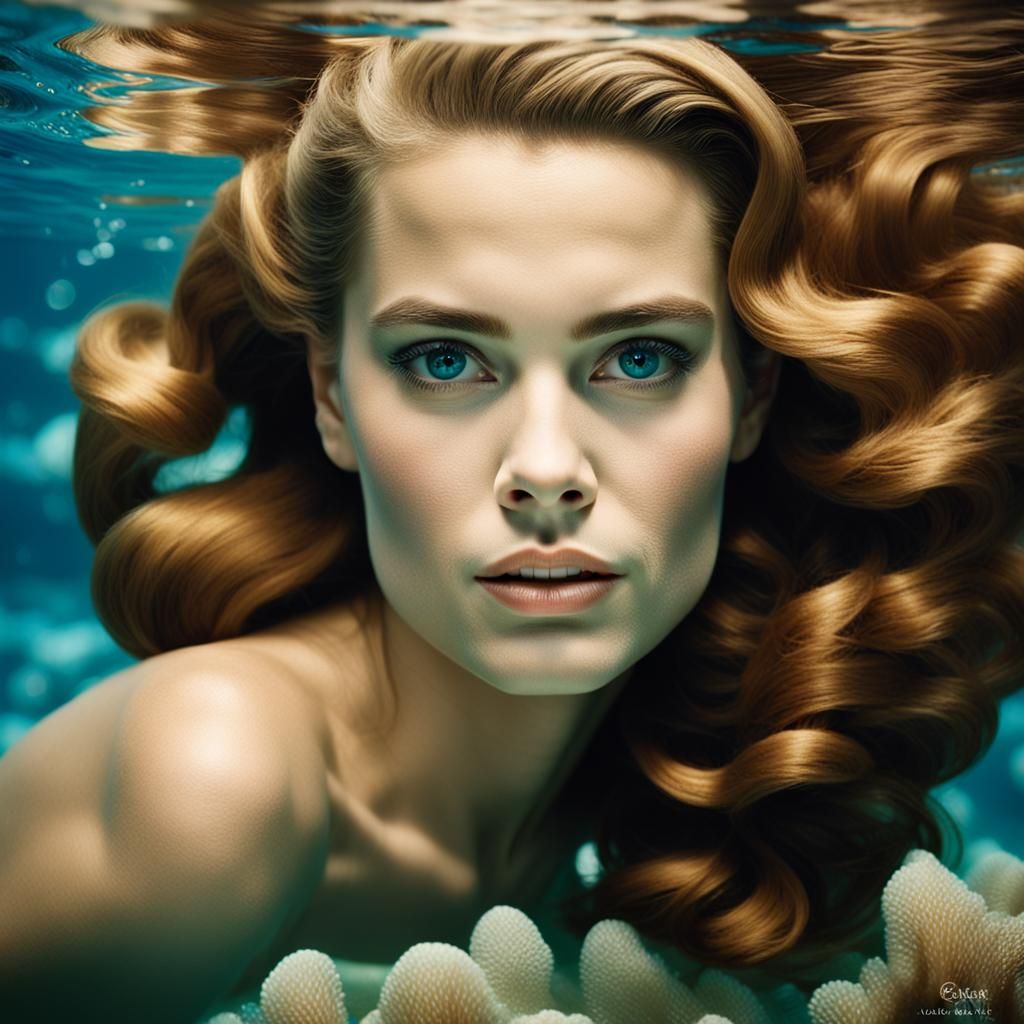 Grace Kelly as Mermaid in Underwater Portrait