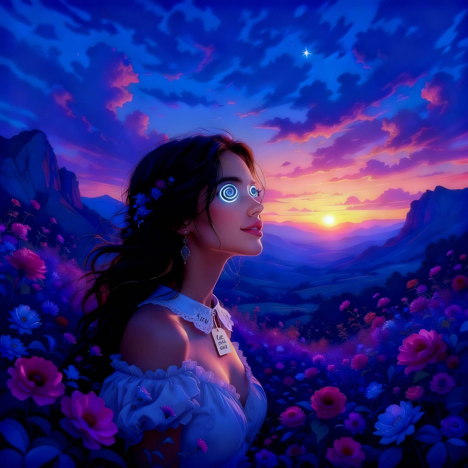 Hypnotized Lady in a Serene Landscape