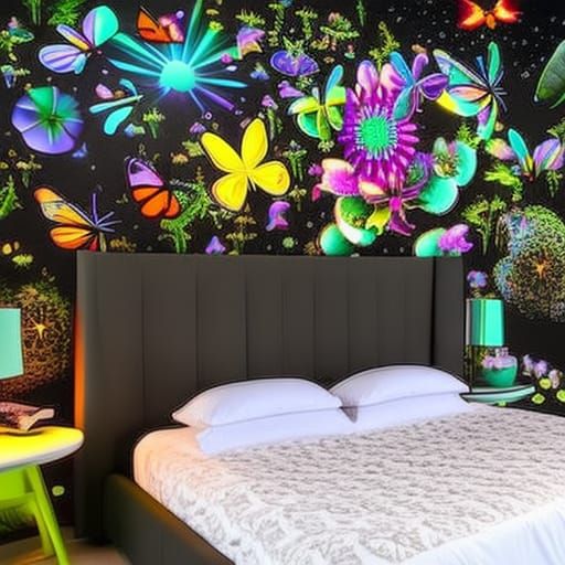 Psychedelic Dream Bedroom in Black Light