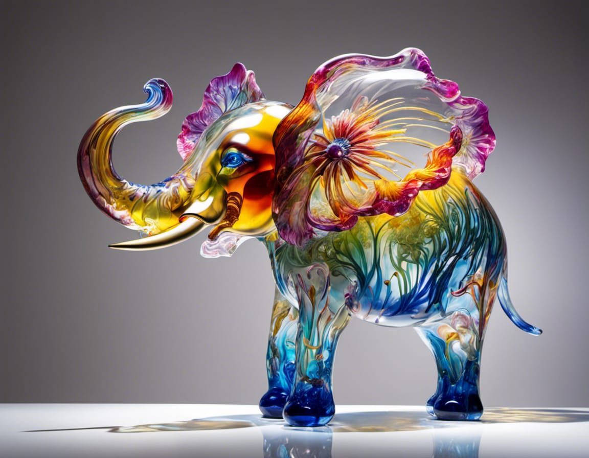 Blown Glass Elephant Figurine