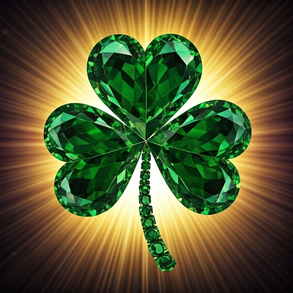 Emerald Shamrock: Ornate 3D Digital Art