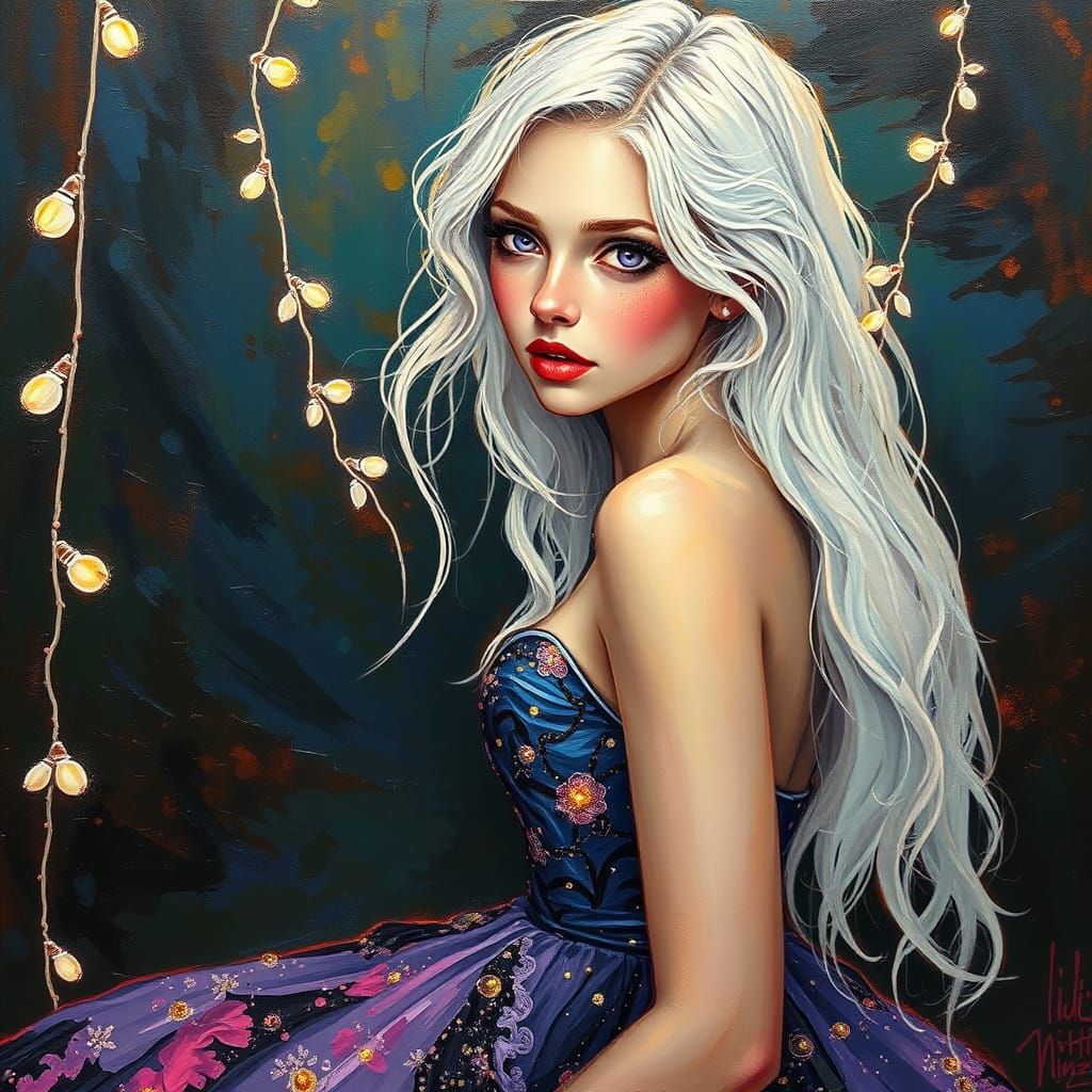 Enchanting Neo-Impressionist Princess in Dreamy Landscape