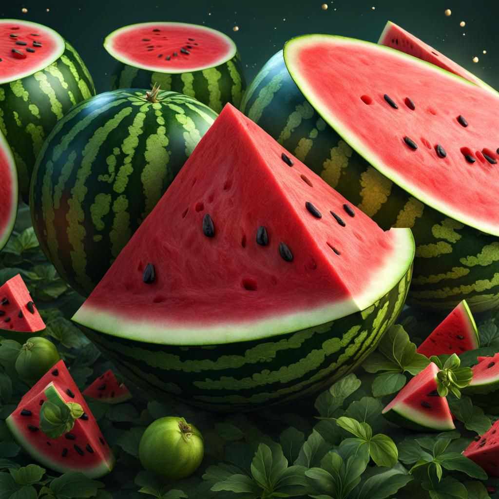 Detailed Matte Painting of a Watermelon in Deep Color