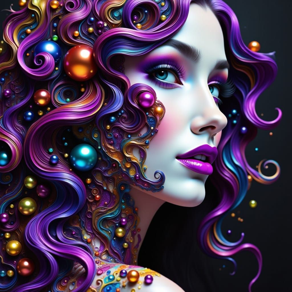 Glamorous Woman with Purple Eyes in High-Fashion Style