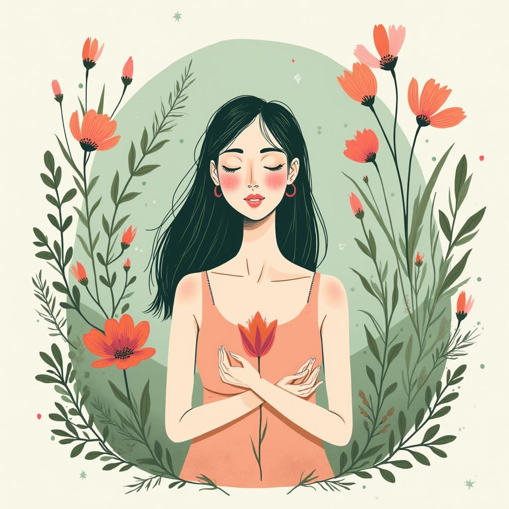 Woman in Nature with Spiritual Elements