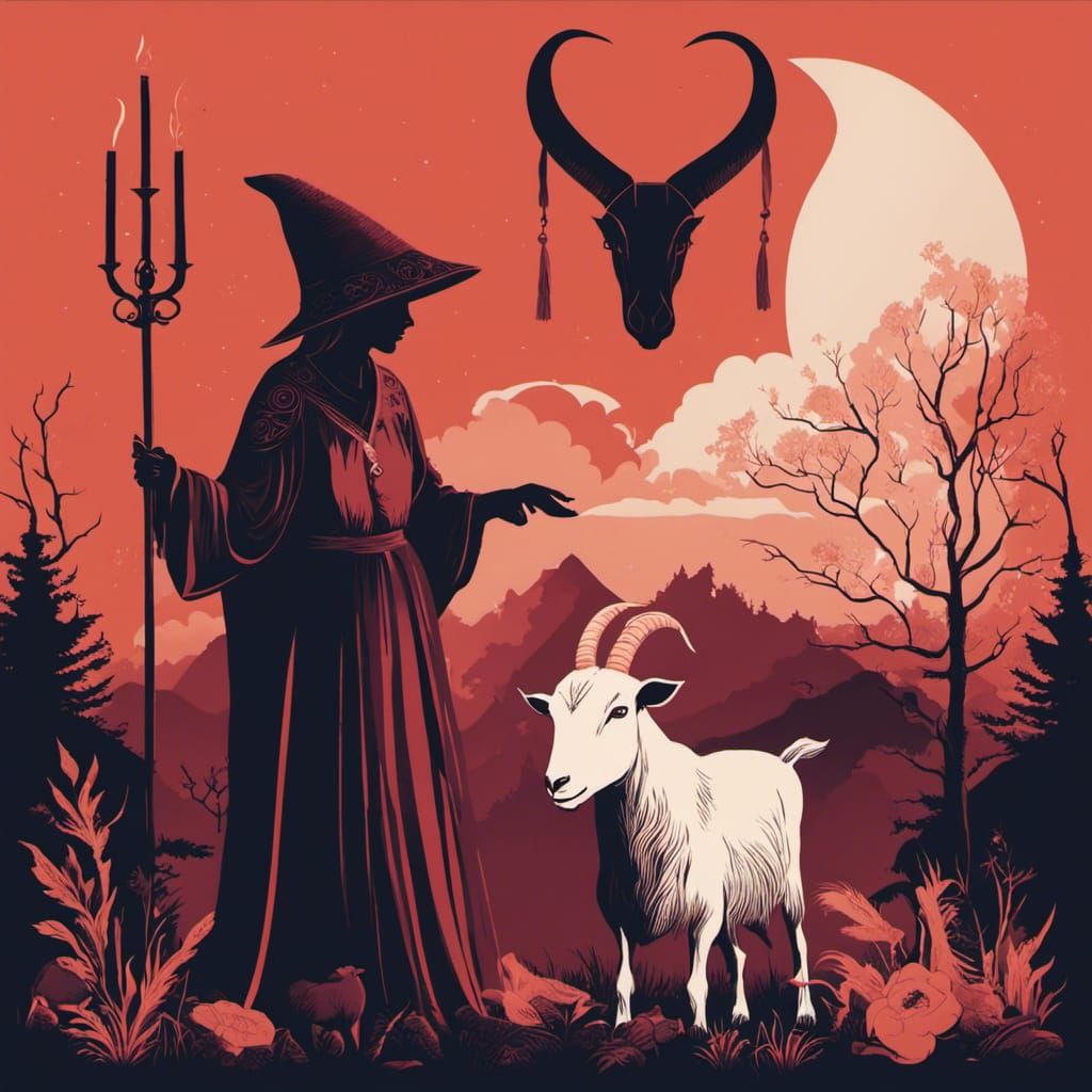 Minimalist Witch Ritual: Olly Moss Style