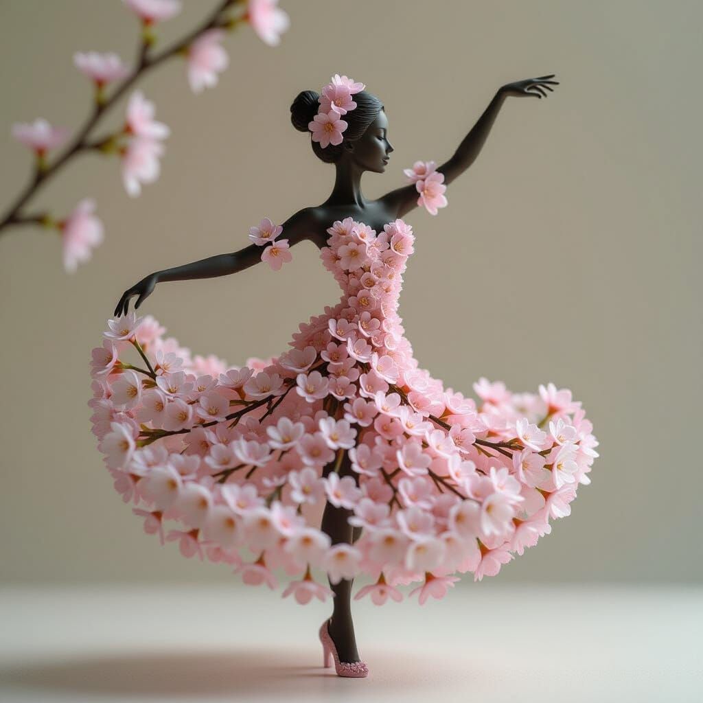 Cherry Blossom Dancer: A Delicate Floral Silhouette