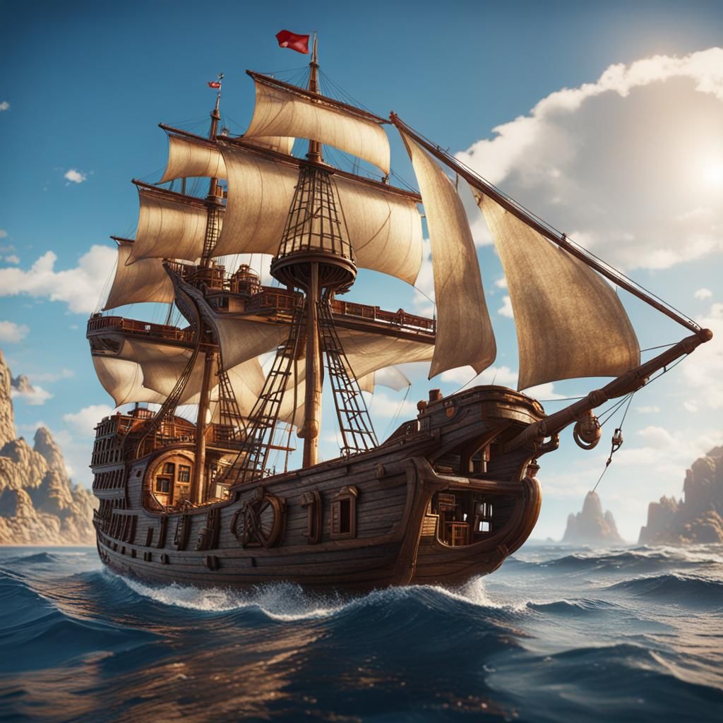 Santa Maria Ship in a Bottle: 3D Render