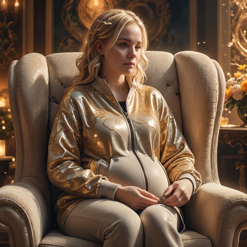 Pregnant Woman in Armchair: Fantasy Concept Art