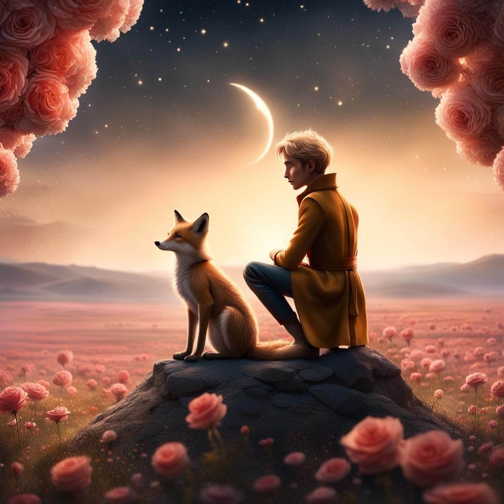 Little Prince, the fox, the rose and the stars