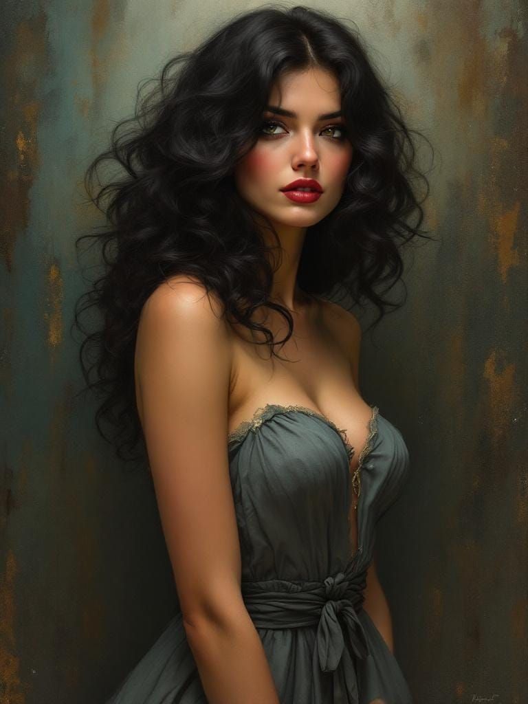 1950s Pin-Up in Art Nouveau Style