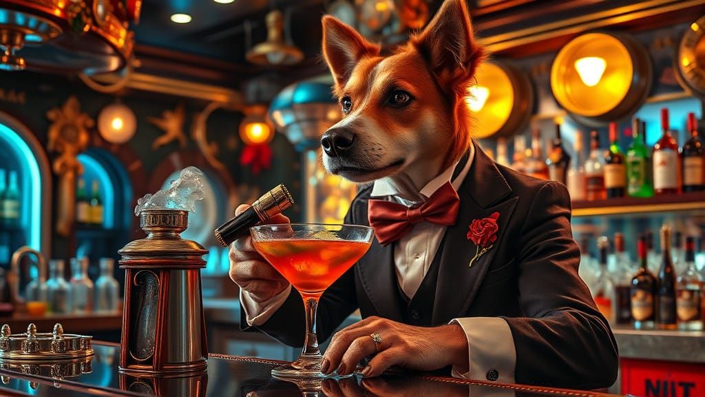 Elegant dog bartender