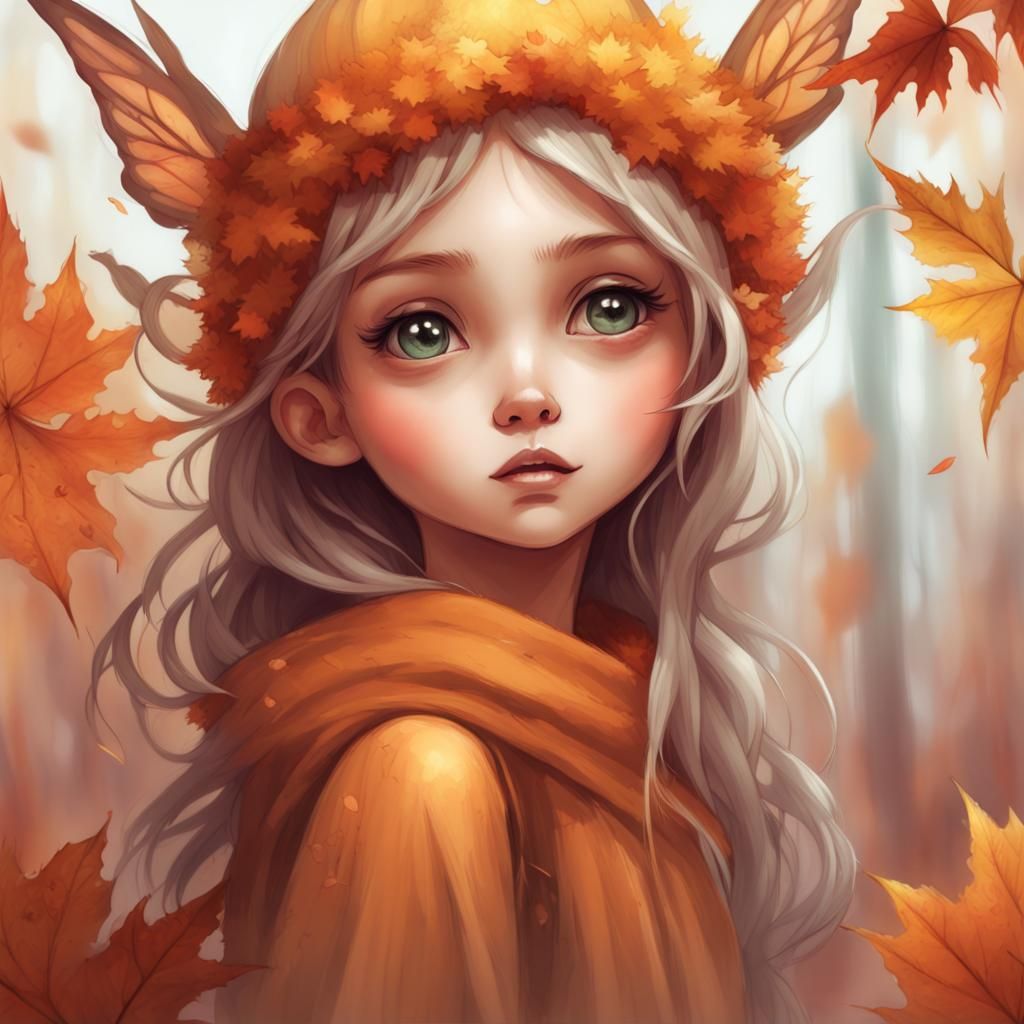 Charming Autumn Fairy Portrait in Pastel Colors
