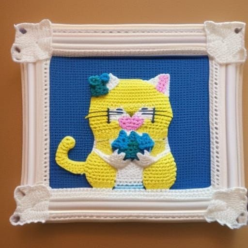 White Kitten Playing with Yarn in Detailed Matte Painting