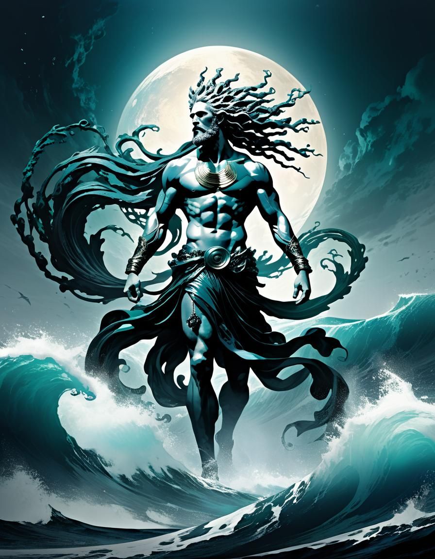 Dynamic Neptune: God of Waves in Astral Style