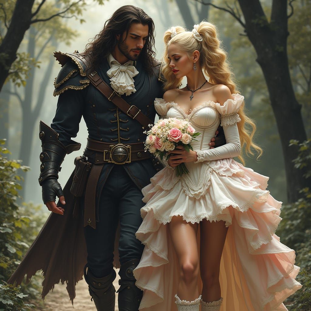 Dark Rogue Protects Delicate Bride in Whimsical Wedding
