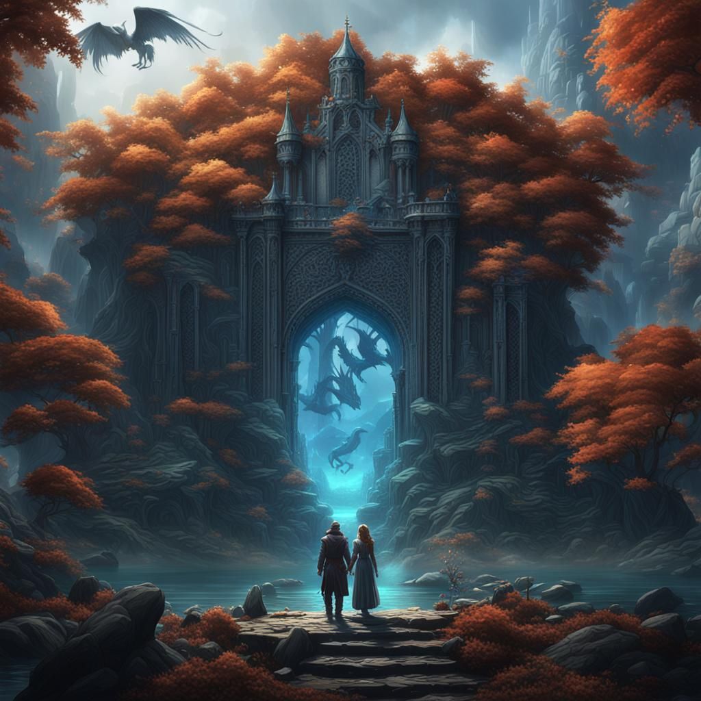 Souls Adrift: Detailed Matte Painting of Final Embrace