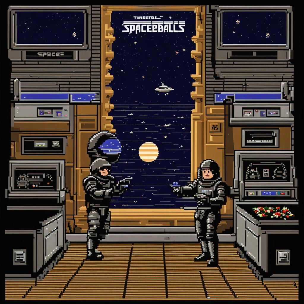 Spaceballs as an 8-Bit Video Game Scene