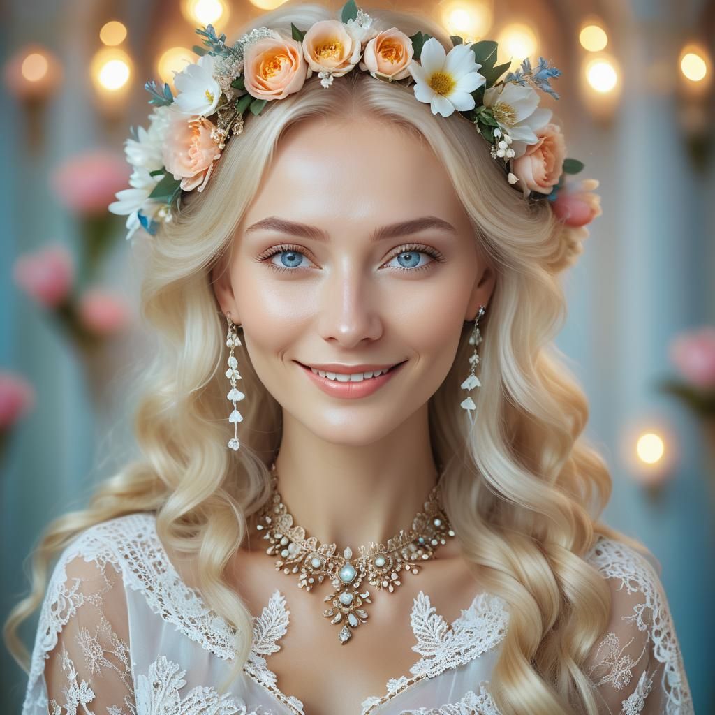 Smiling Slavic Beauty in Digital Portrait