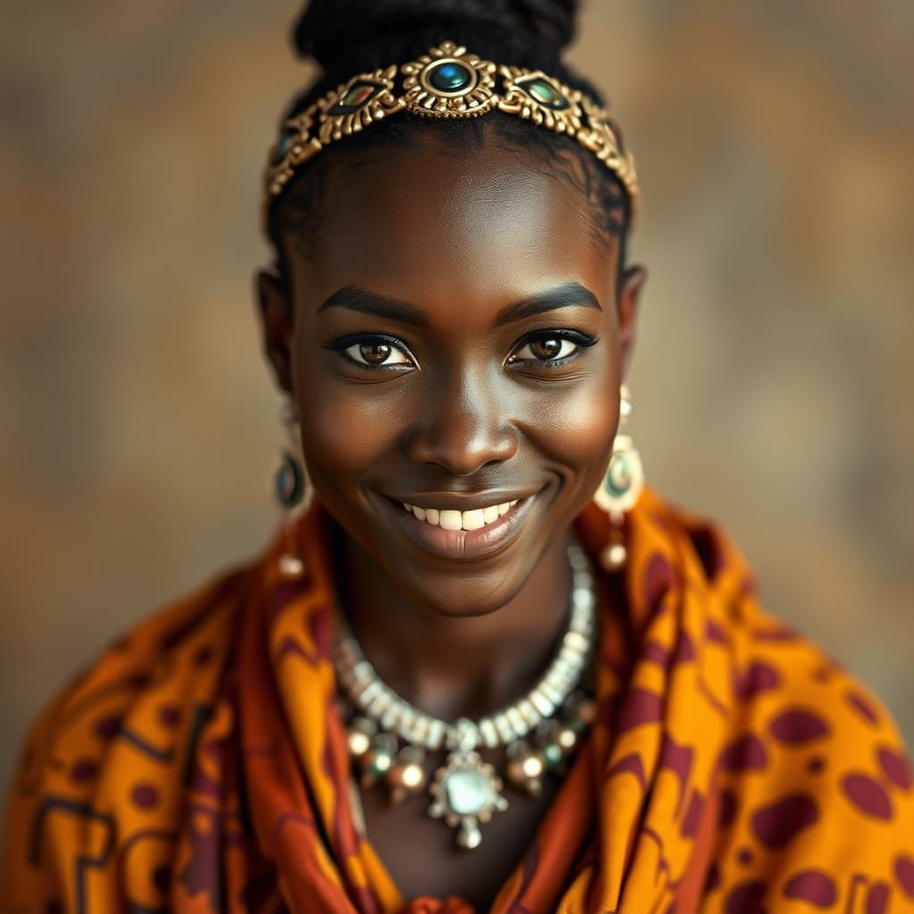 African Royal Beauty in Regal Pose