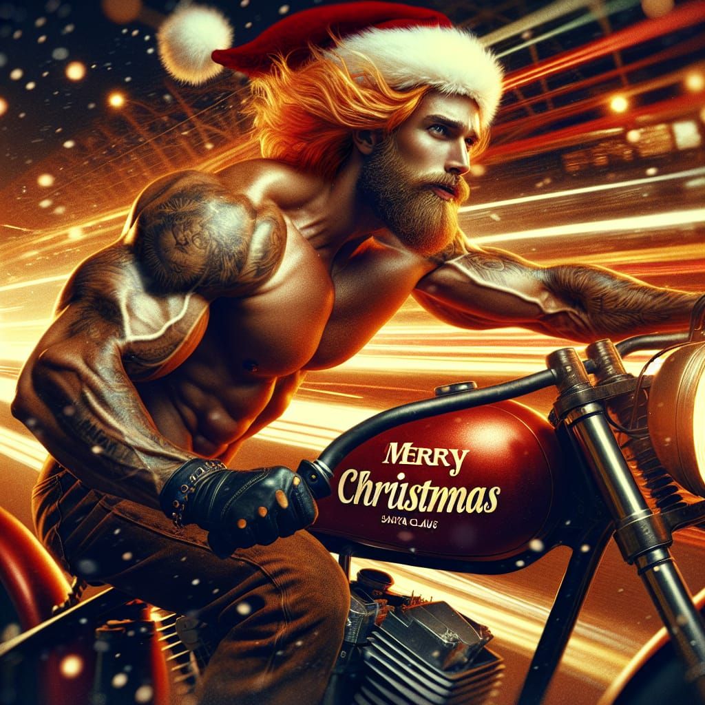 Santa Claus on a Vintage Harley