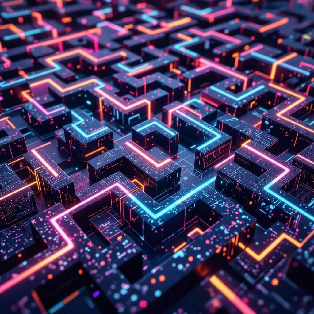 Surreal Neon Maze in Cinematic Lighting