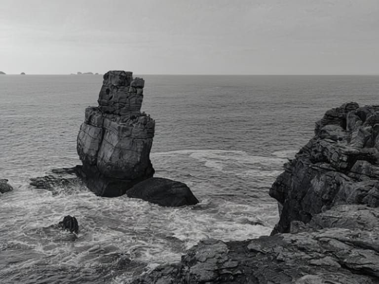Peniche Portugal Black and White Landscape