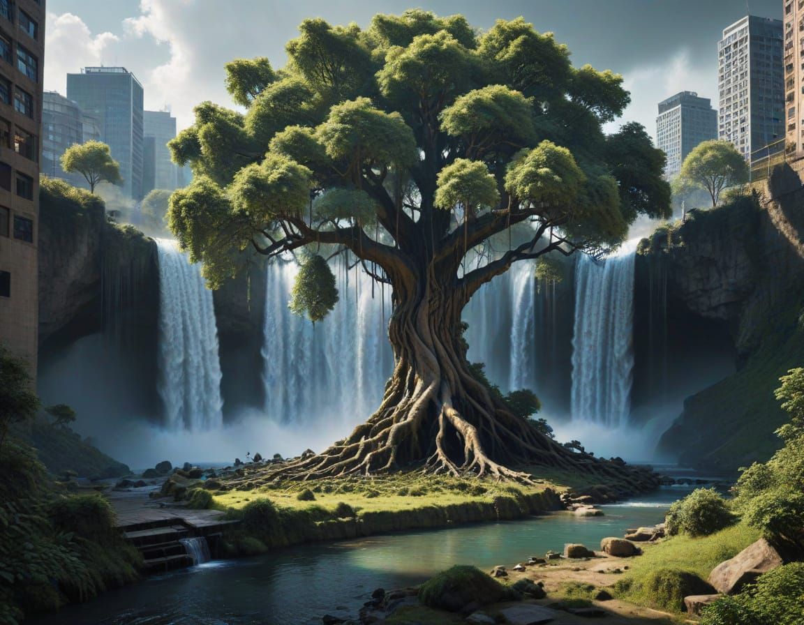 Surreal Megastructure in Urban Oasis