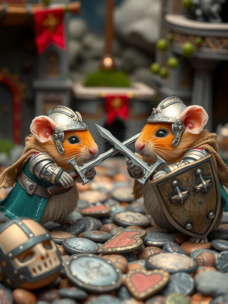 Medieval Hamster Battle in a Fantasy Arena