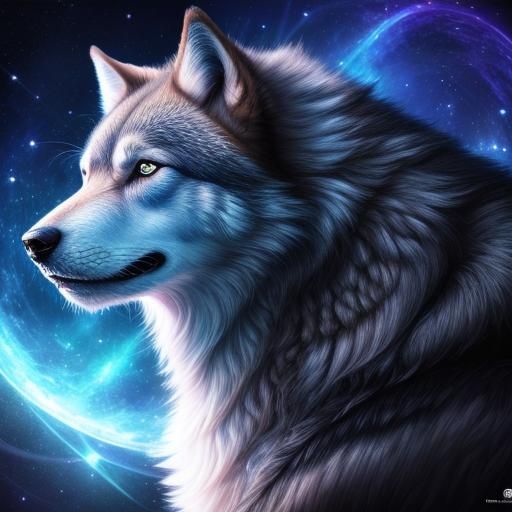 Tyr and Fenrir: Hyperrealistic Astral Portrait