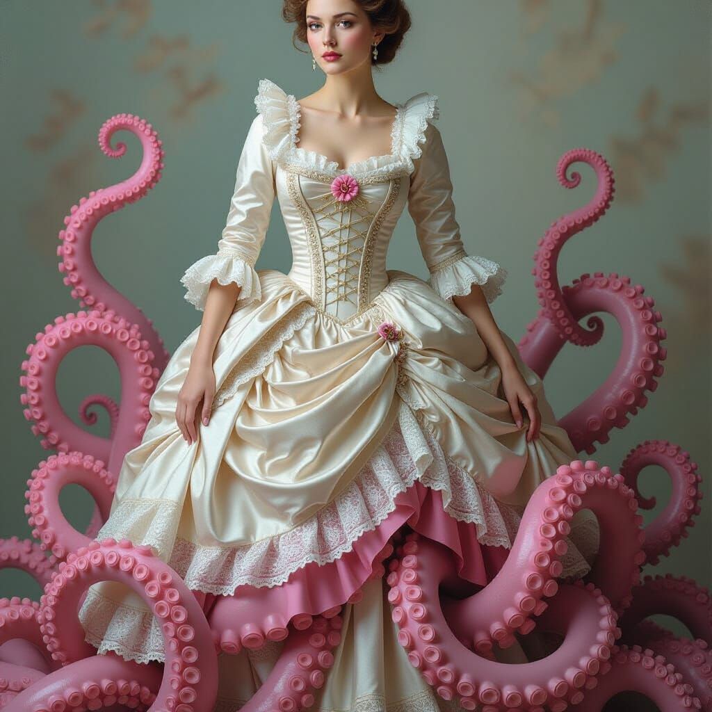 Elegant Woman and Tentacles in Surreal Realism