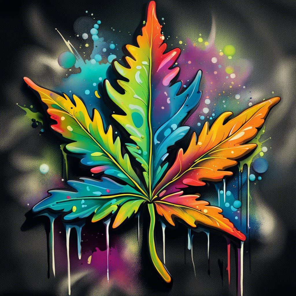 Colorful Graffiti Art Marijuana Leaf