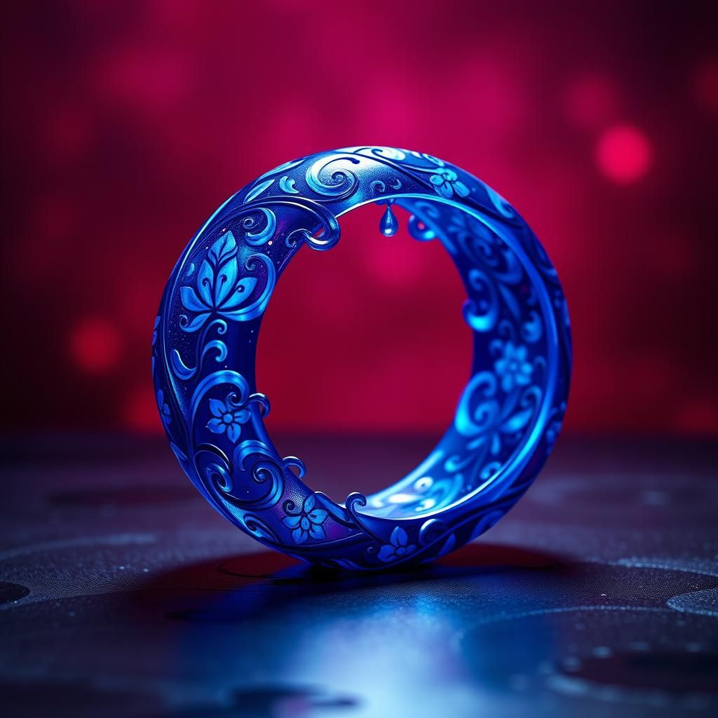 Blue and Violet Ring with Floral Motifs, Fantasy Art