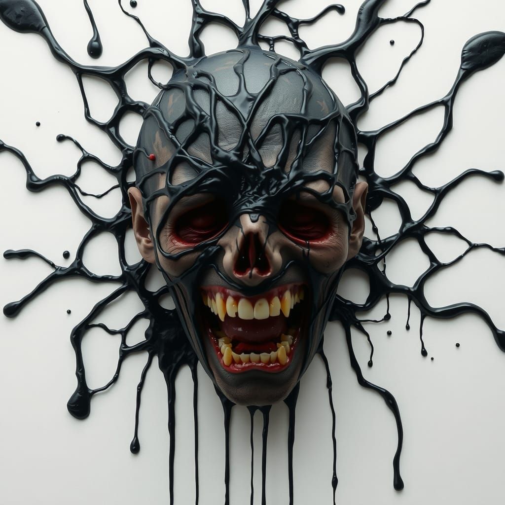 Distressed Man's Scream as 3D Rendered Paint