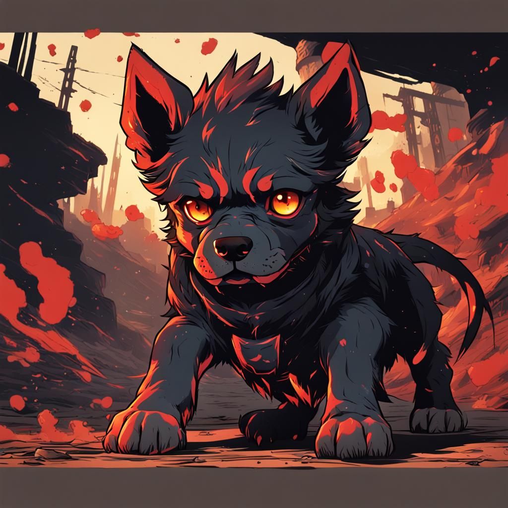 Anime Style Hellhound Puppy Manga Scan