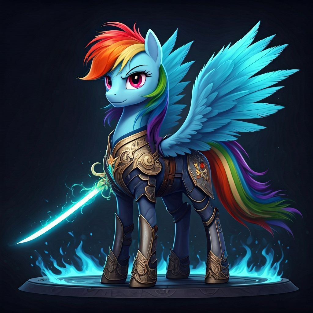 Pony Wind Mage Knight with Scimitar in Anime Style