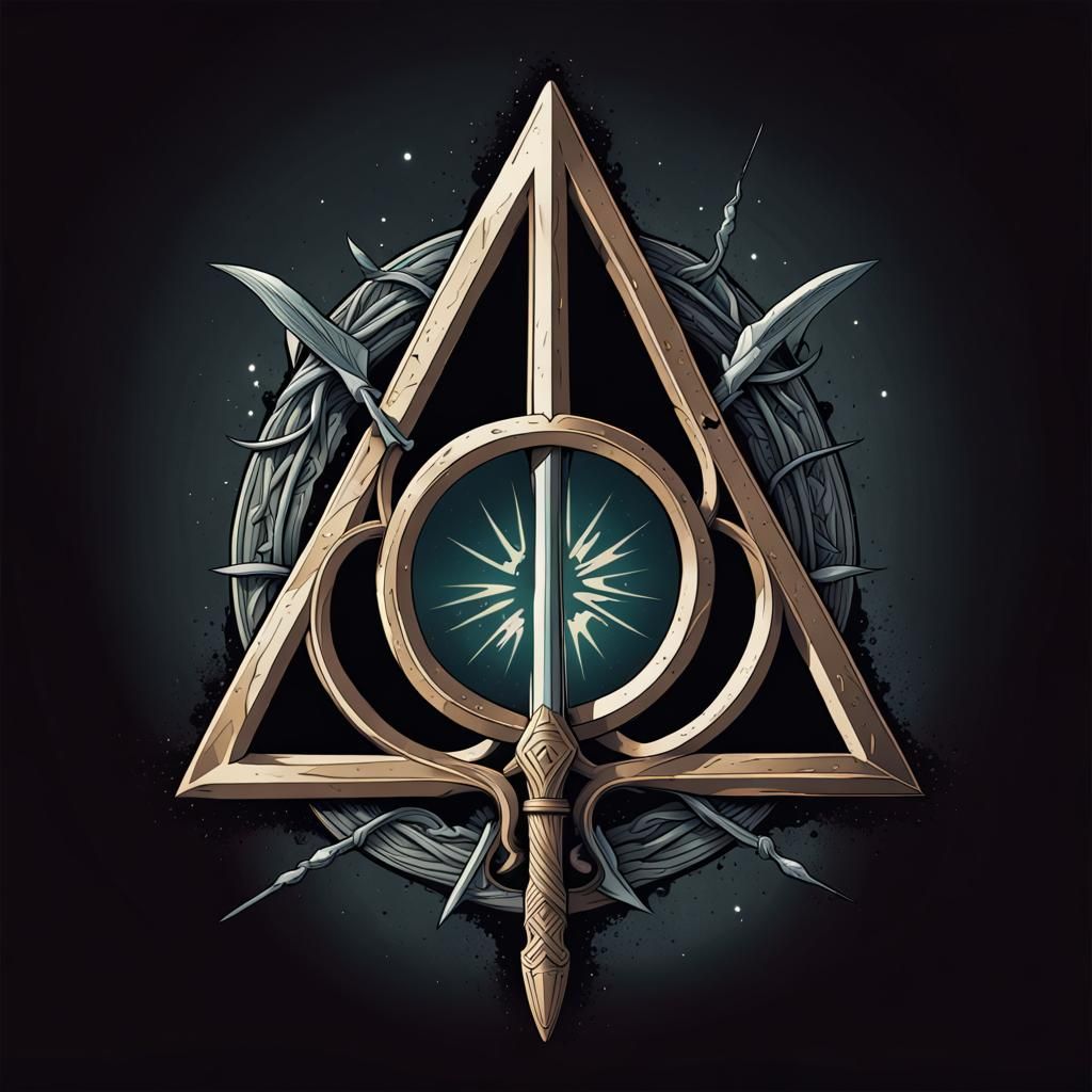 Deathly Hallows Symbol with Dagger in Vector Art Style