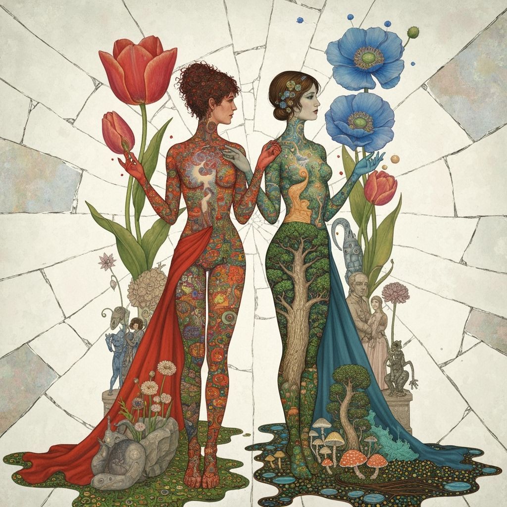 Surreal Garden Party in Klimt-Inspired Style