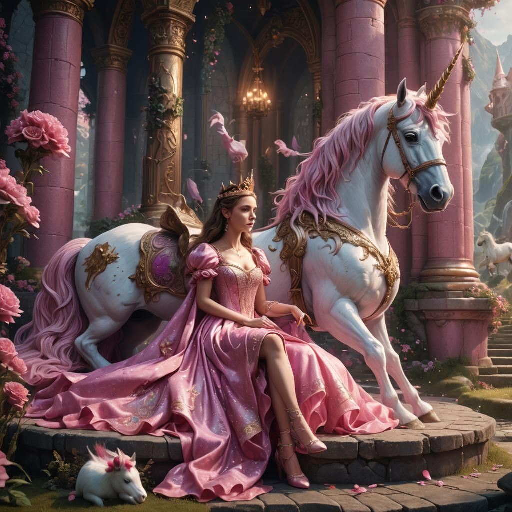 Princess and Unicorn: Detailed Fantasy Art