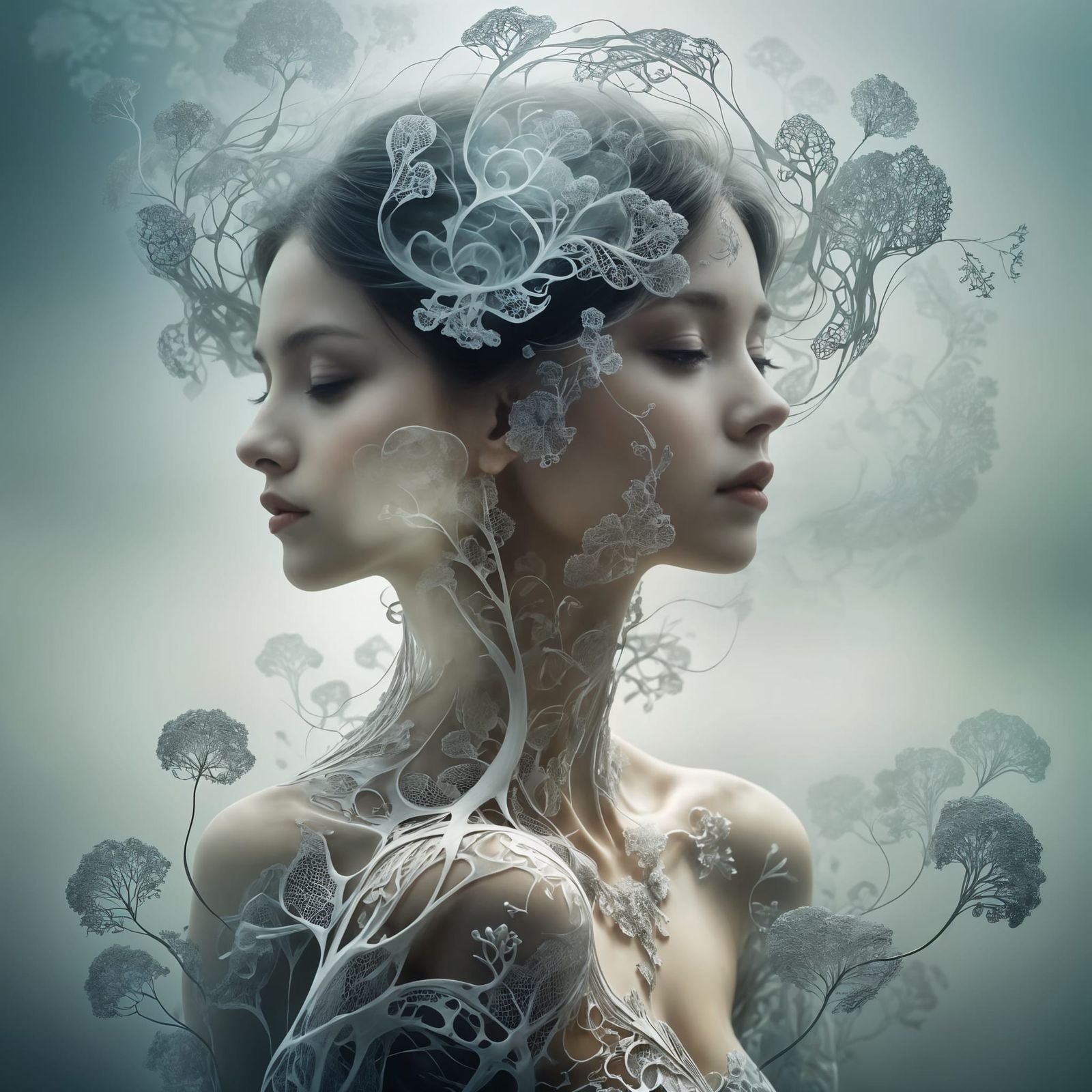 Ethereal Portrait with Filigree and Fractoluminescence