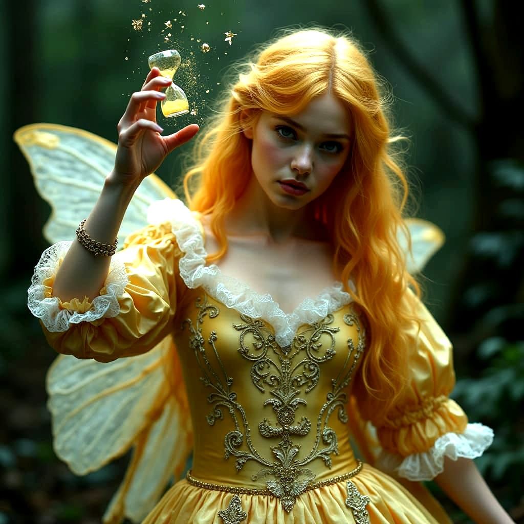Medieval Fairy in a Broken Hourglass