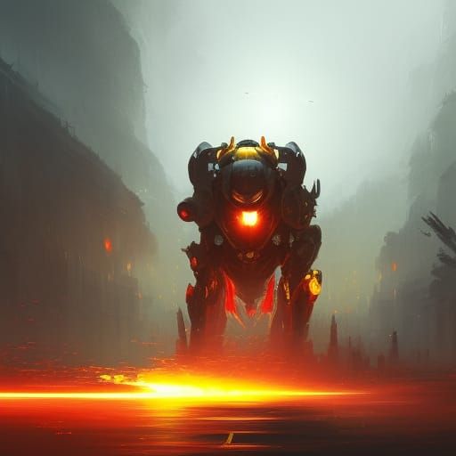 Bee Warrior Robot in Dark Fantasy Style